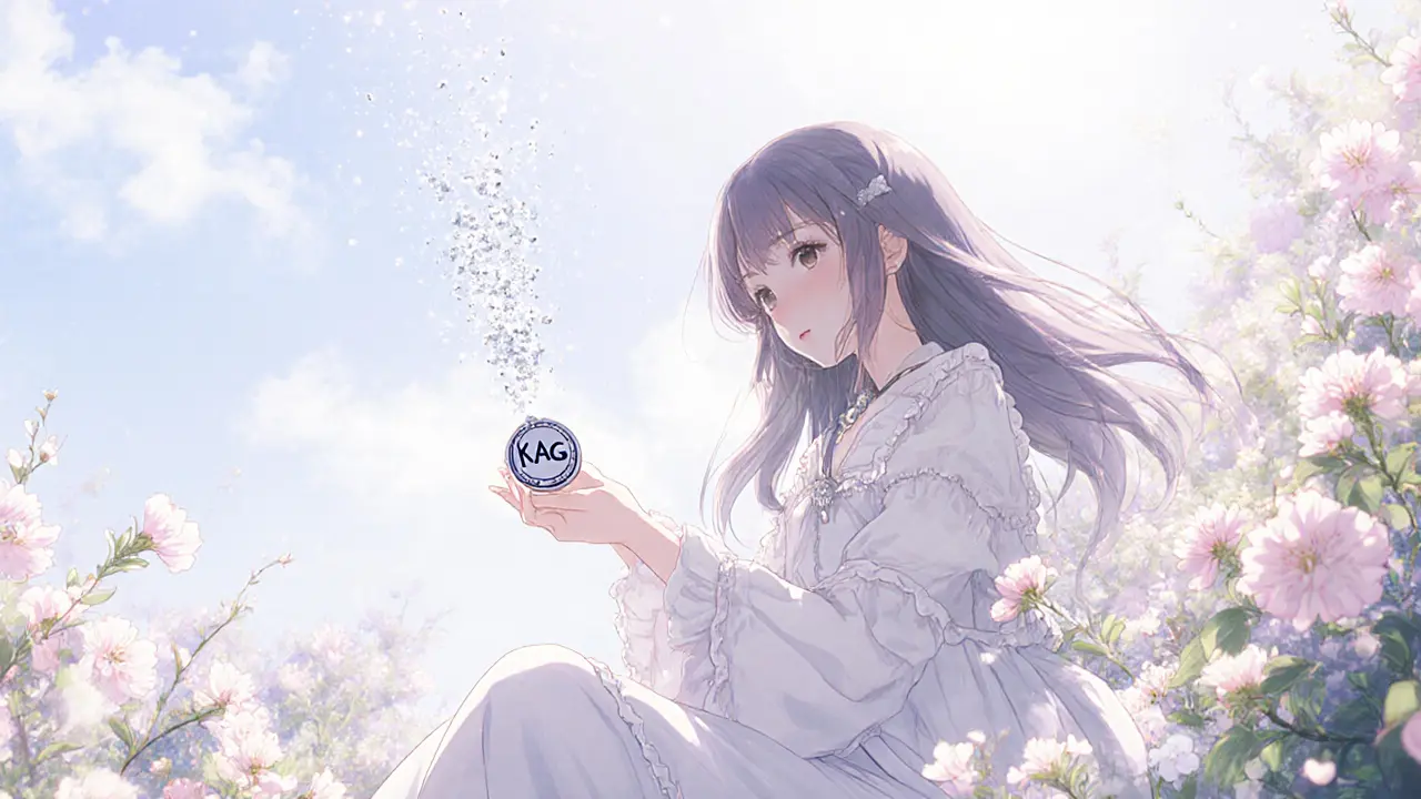 A person receiving silver rewards in a serene garden with floating particles
