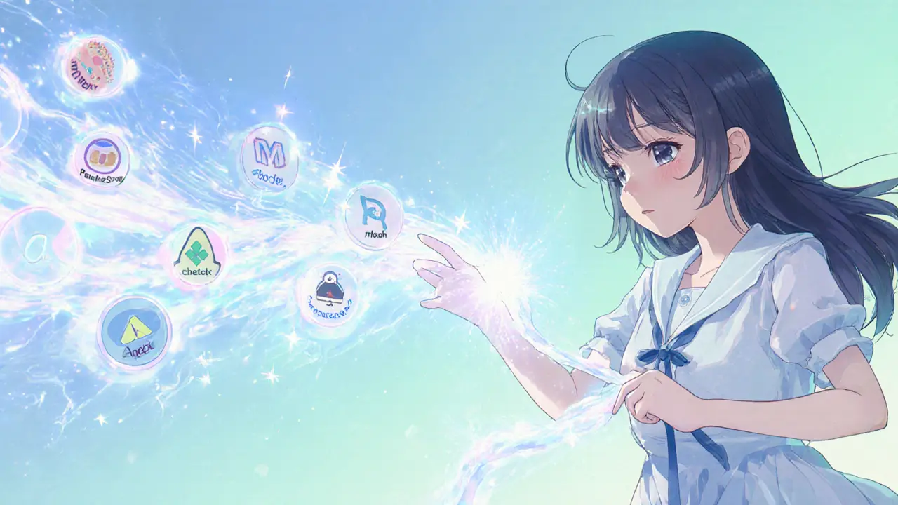 Protagonist linking seven DEX icons into a single luminous liquidity ribbon.
