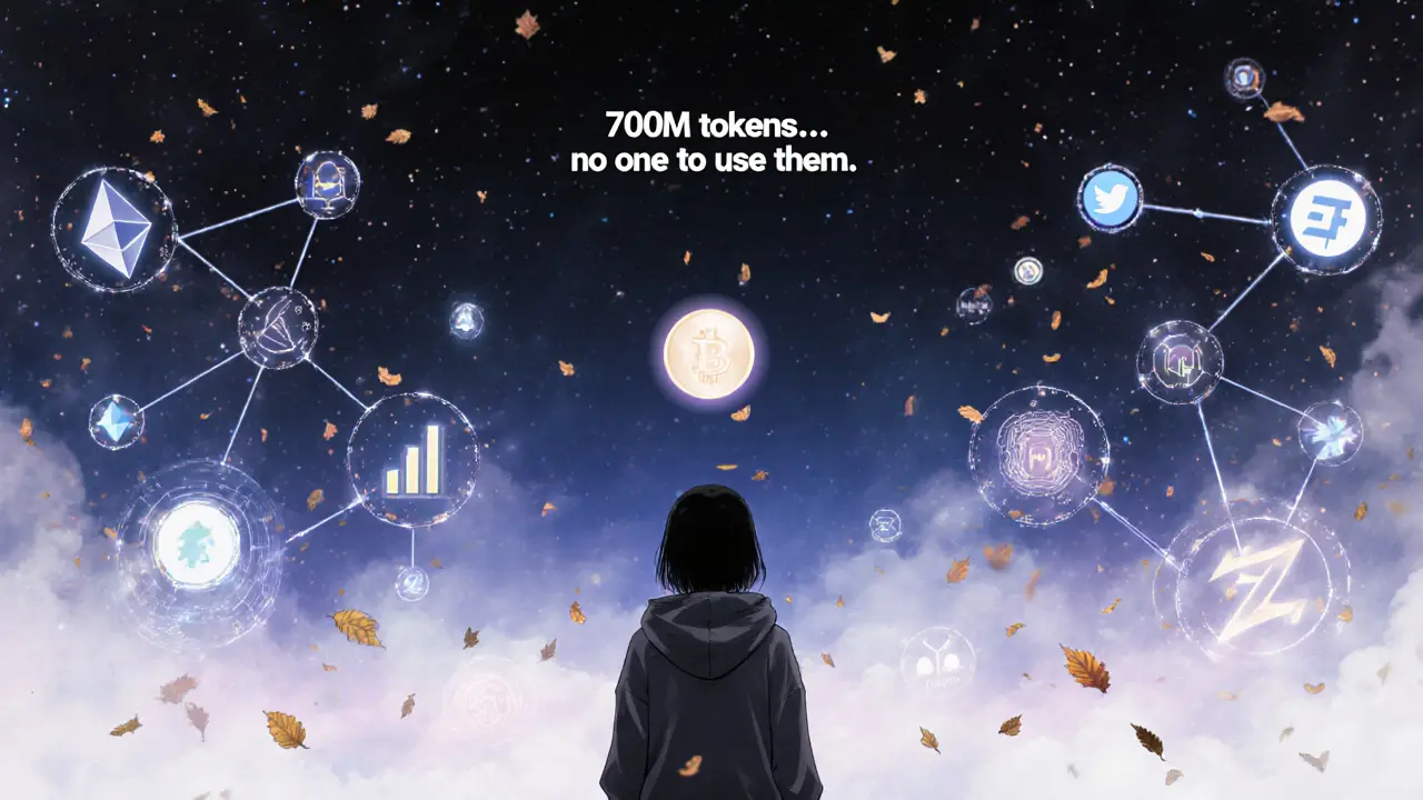 A single ZPAY token spinning in an empty digital space with glowing blockchain networks in the background.