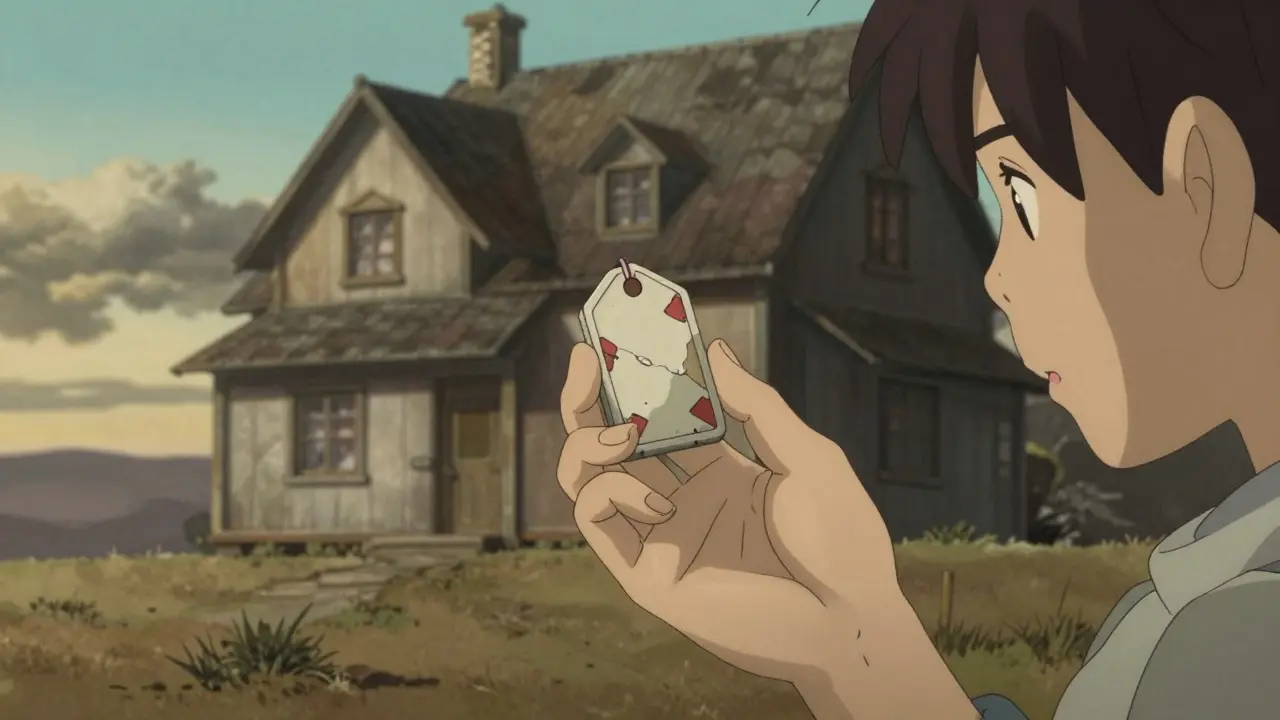 Fragile token vanishing against large Ghibli-style house