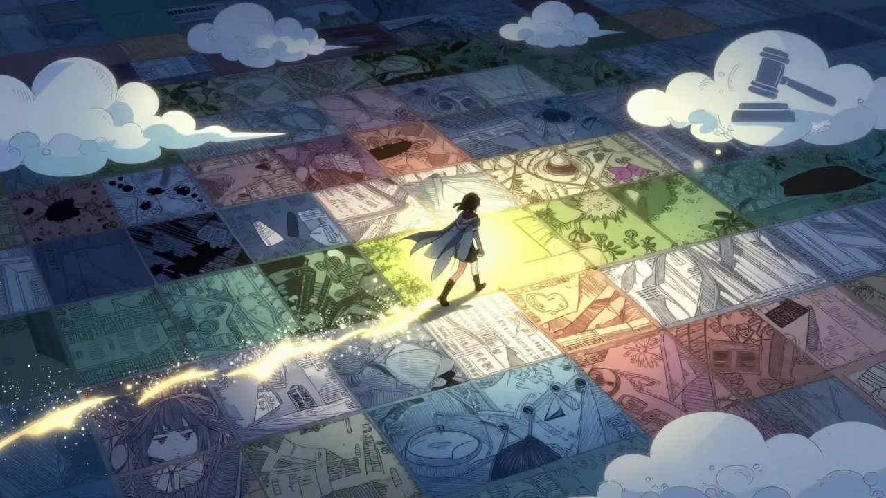 Manga protagonist navigating complex regulatory map maze