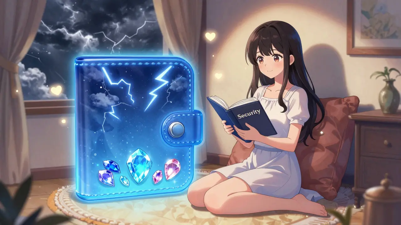 Manga girl securing assets inside a protective digital barrier.