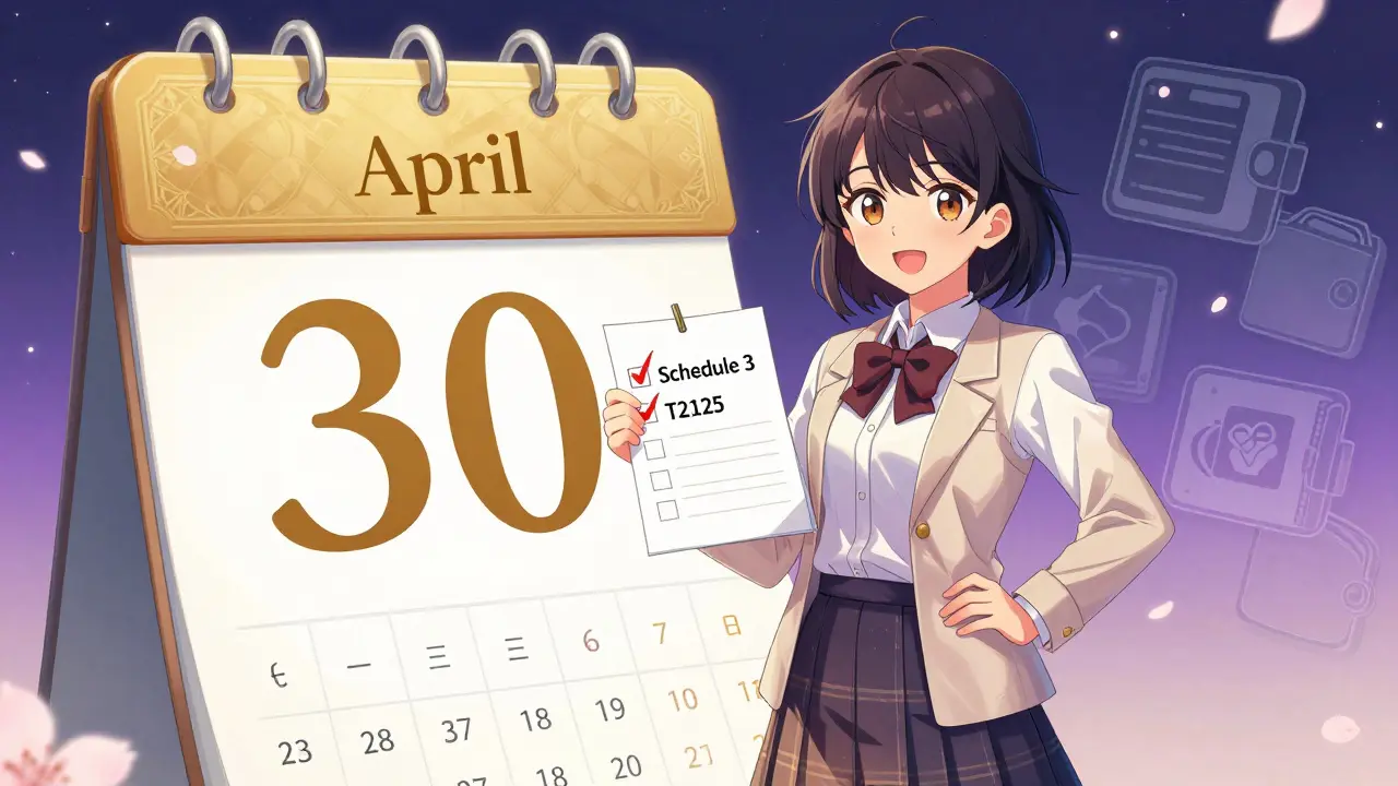 Shoujo character preparing for April 30 tax deadline