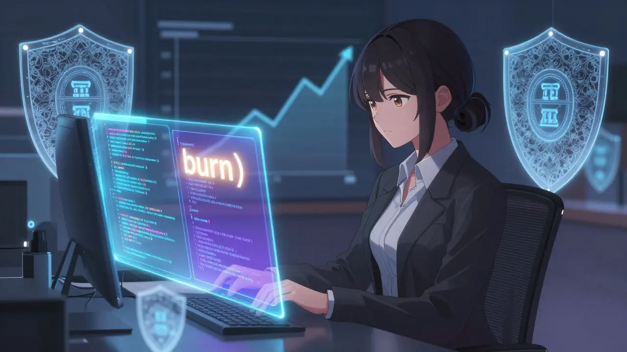 Shoujo manga artist coding secure smart contract burn functions