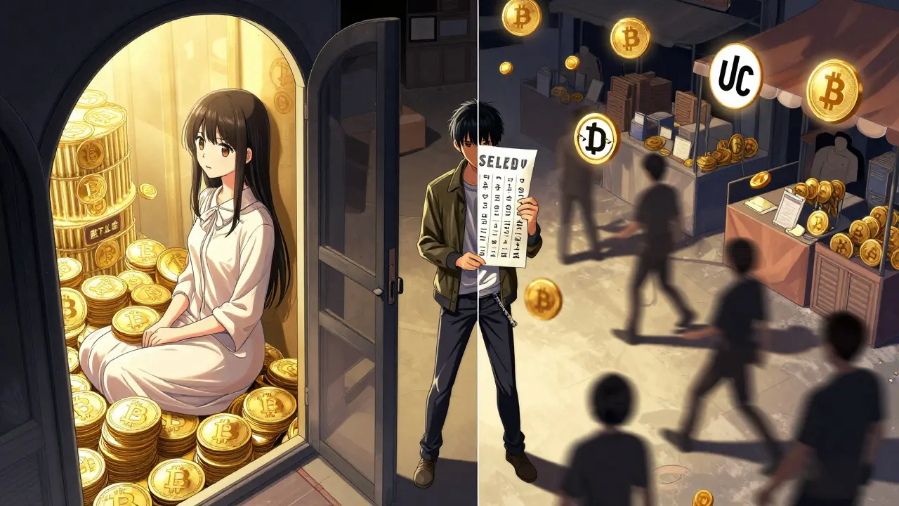 Split view of Bitcoin as stored value versus daily payment challenges