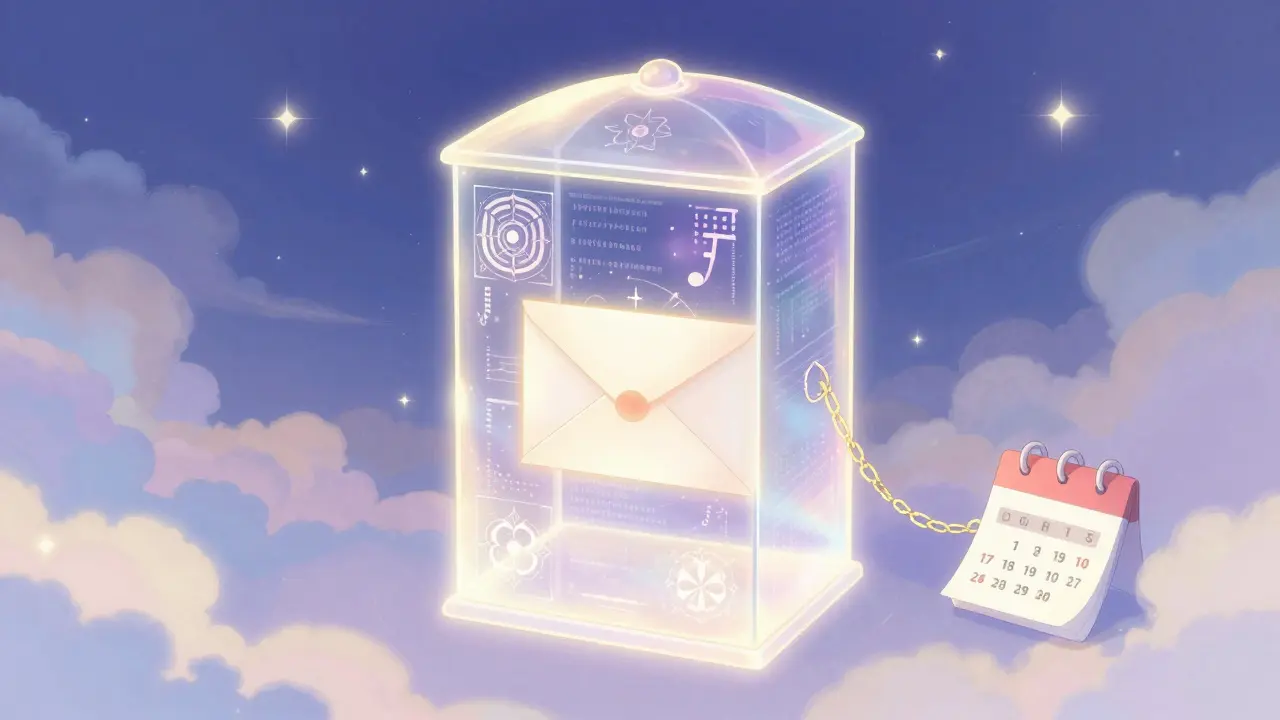 Magical digital vault protecting a sealed letter in anime art