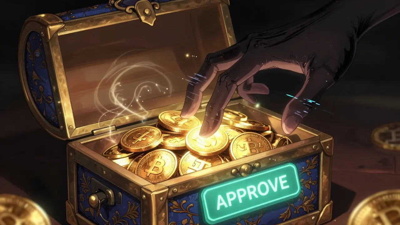 Shadowy hand stealing crypto from digital wallet