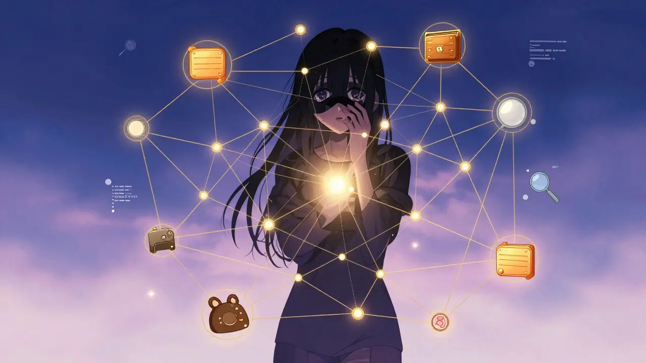 Shoujo art of a user trapped in a transparent blockchain network