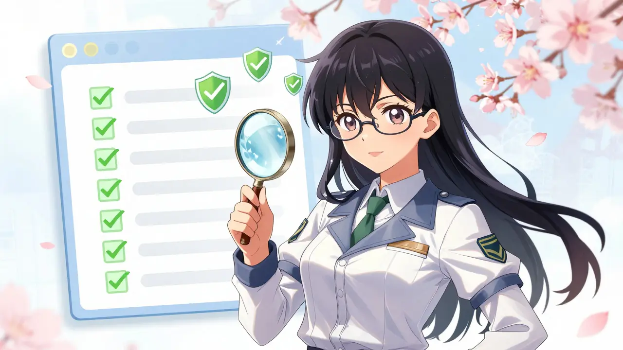 Confident anime detective verifying crypto safety with a magnifying glass