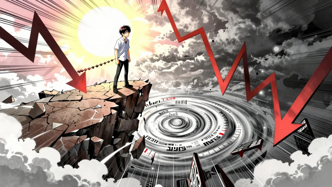 Dramatic shoujo scene showing market volatility and investment risks