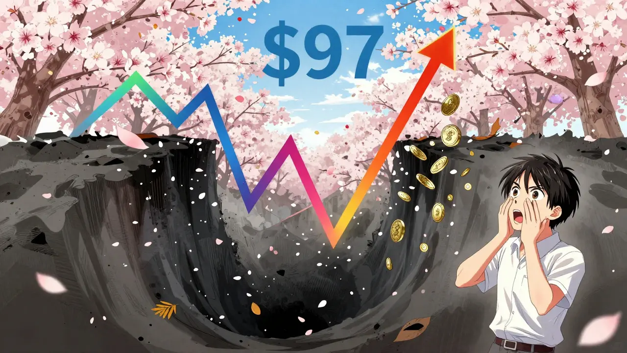 Graph showing Auroracoin price crash from peak to zero