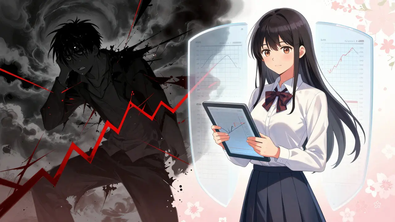 Manga artist contrasts panic trading with calm, disciplined crypto investing.