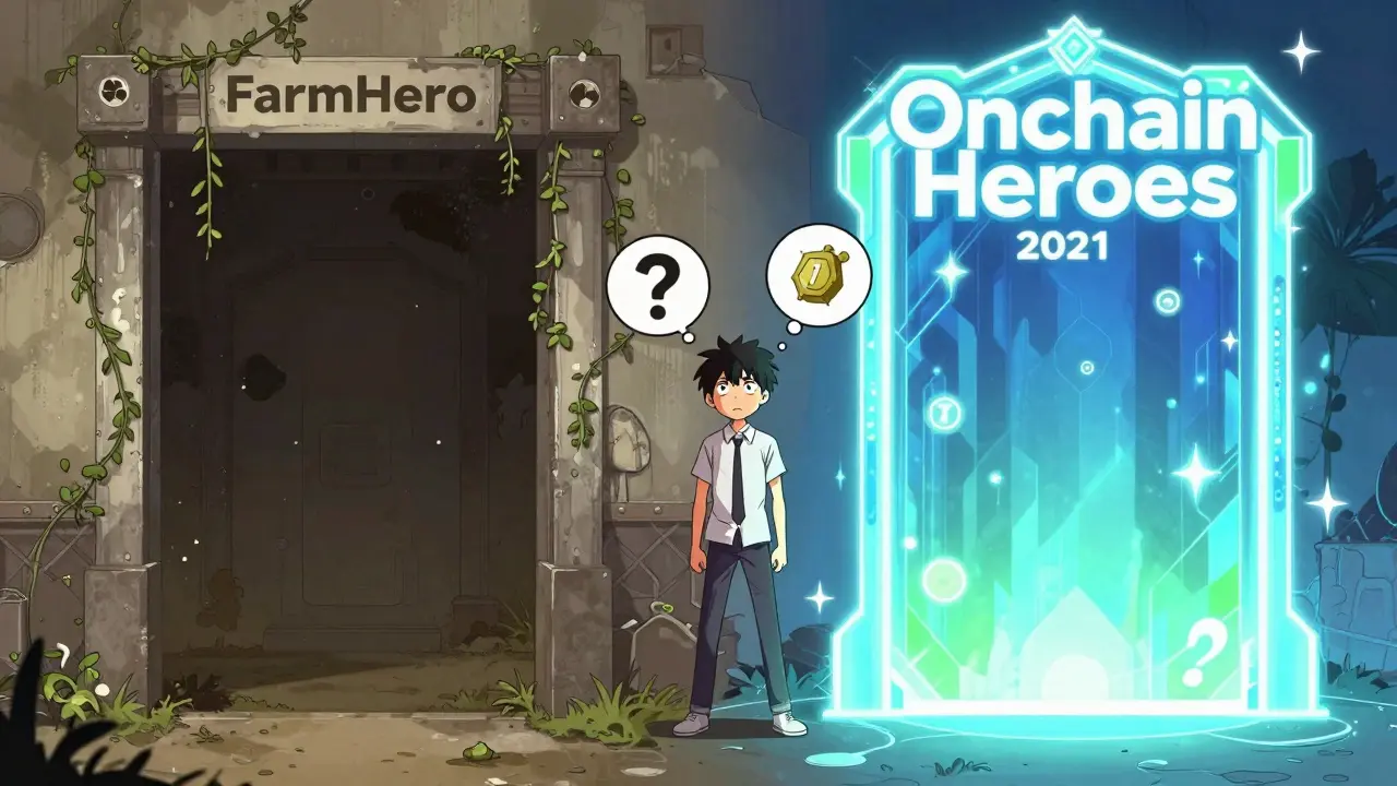 Manga character choosing between old dormant and new active crypto projects