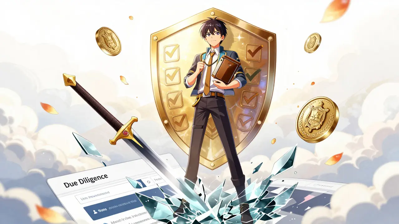 Anime hero protecting crypto assets with a shield against scam websites
