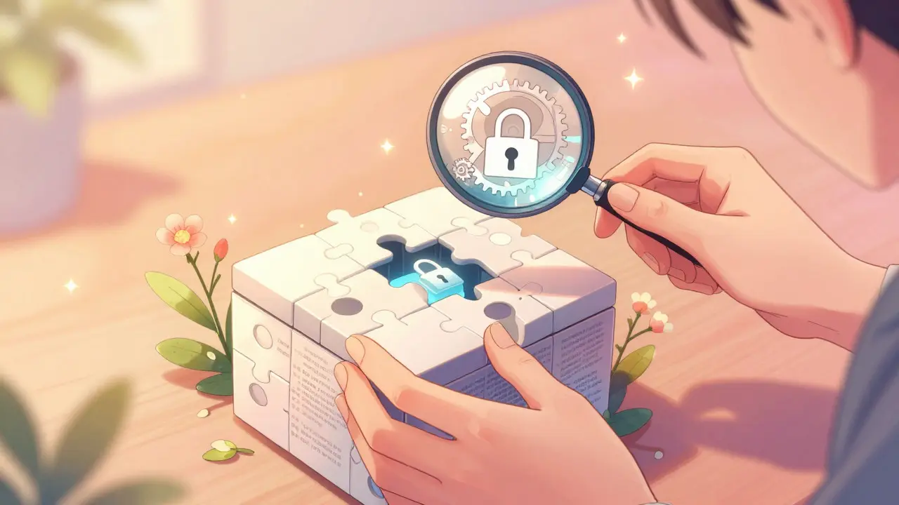 Close-up of hands inspecting a magical light puzzle box in anime style