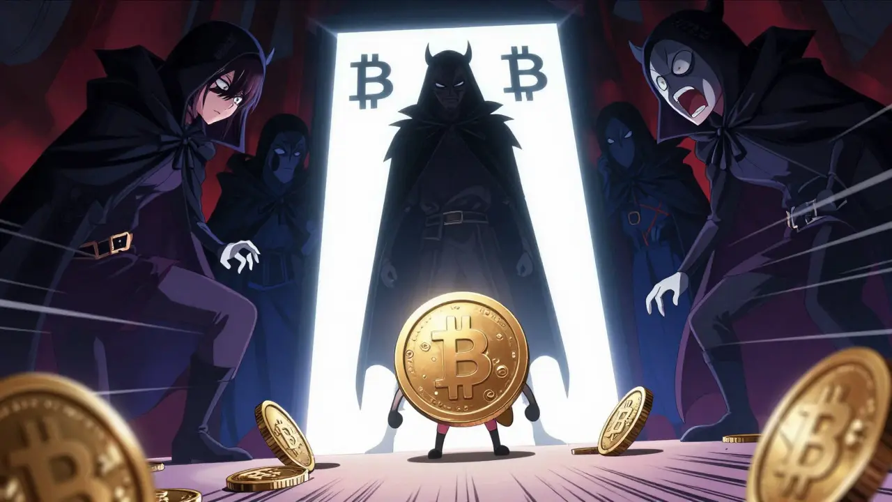 Shadowy villains lurking behind a deceptive crypto airdrop portal.