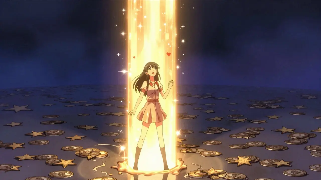 Shoujo art of a character in a beam of light representing liquidity focus